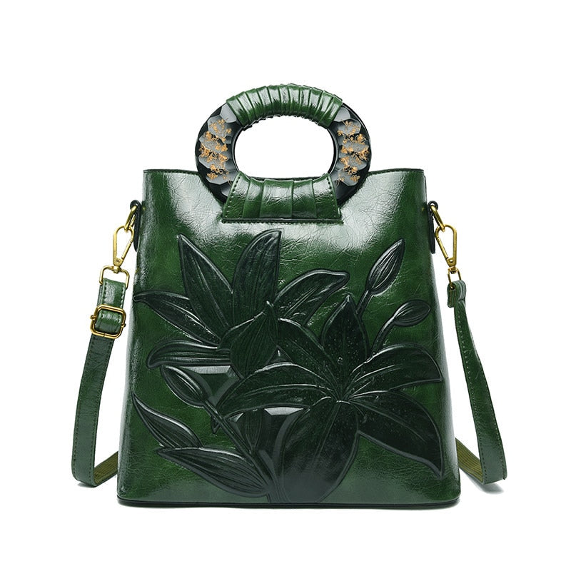 TEEK - Vintage Embossed Asian Floral Bag BAG theteekdotcom Green 11.81x4.72x11.42in 