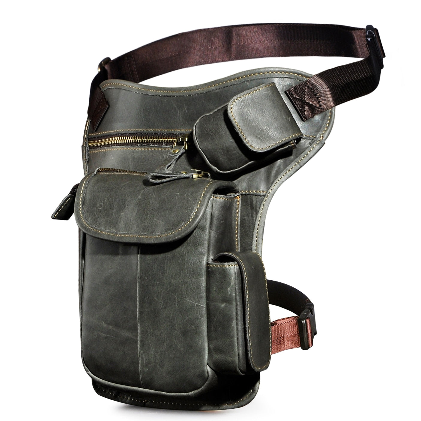 TEEK - Real Leather Multifunction Drop Leg Bag | Various BAG theteekdotcom gray  