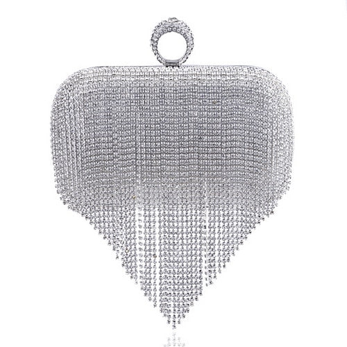 TEEK - Variety of Tassel Bejeweled Evening Bags BAG theteekdotcom YM1011silver  