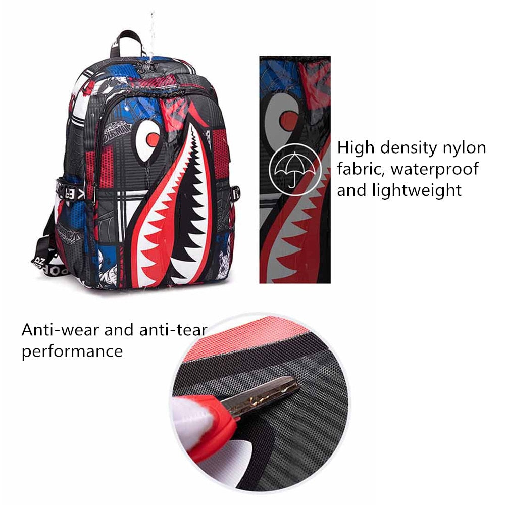 TEEK - Shark Print Backpack BAG theteekdotcom   