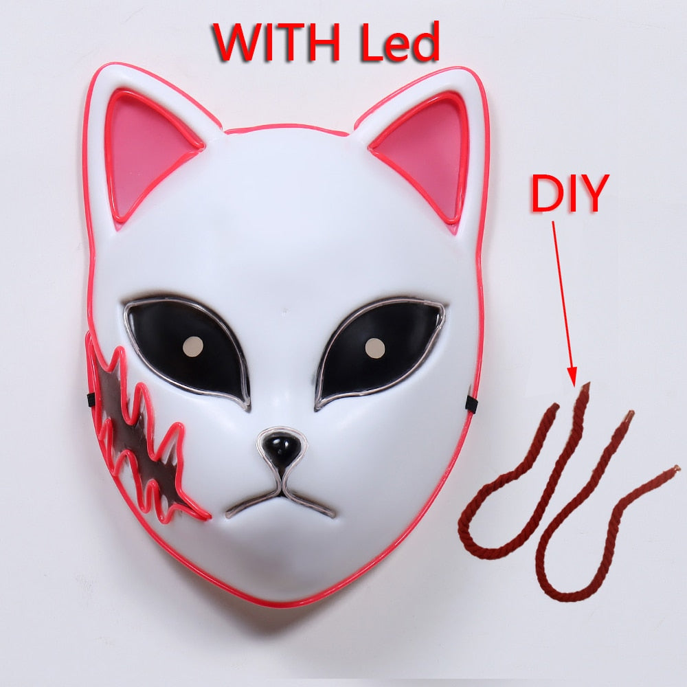 TEEK - LED Demon Slayer Tanjirou Cat Mask MASK theteekdotcom Sabito with led  