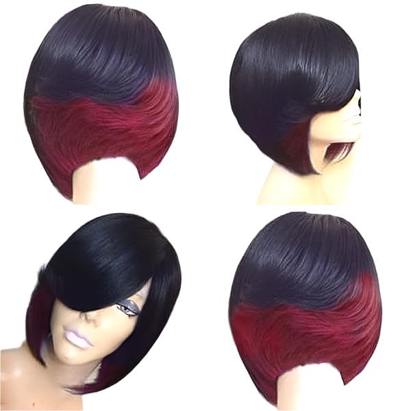 TEEK - Currency Color Short Bob Wig | Various Colors HAIR theteekdotcom Black and Rose Red  