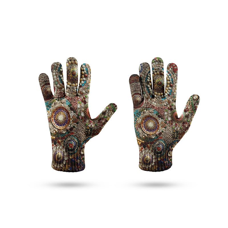 TEEK - Printed Pearl Agate 3D Knit Gloves GLOVES theteekdotcom 5 One Size 