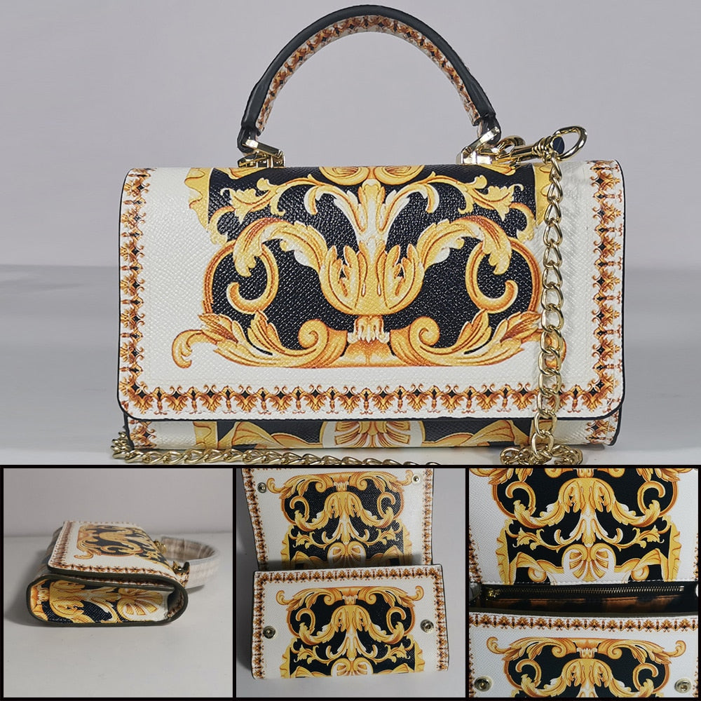 TEEK - Various Royal Printed Handbags BAG theteekdotcom 16a SM: 7.48in x 4.53in x 1.97in 