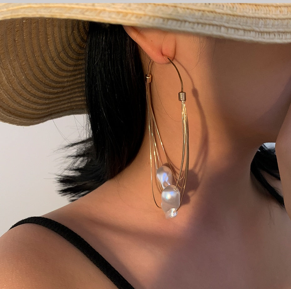 TEEK - Big Pearls Layered Hoop Earrings JEWELRY theteekdotcom   