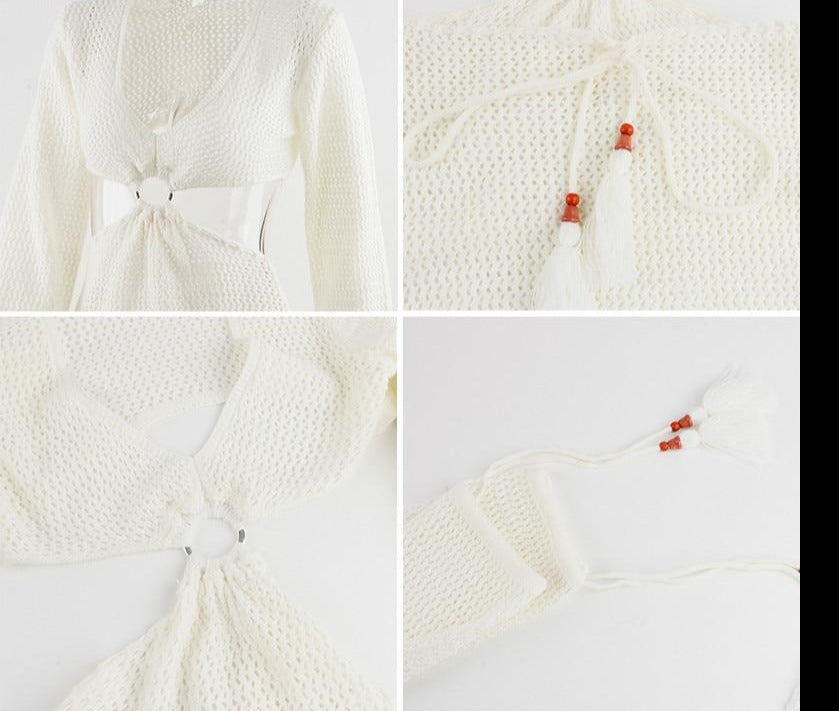 TEEK - Knit Long Sleeve V-Neck Dress DRESS theteekdotcom   
