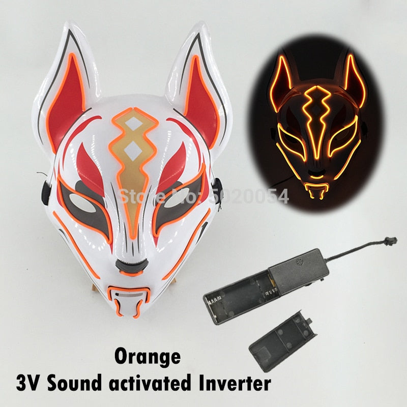 TEEK -  Glowing Anime LED Fox Mask MASK theteekdotcom orange 2  