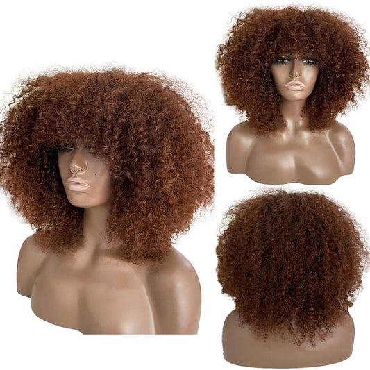 TEEK - Brown Town Curl Wig with Bangs HAIR theteekdotcom 8inches 180% 