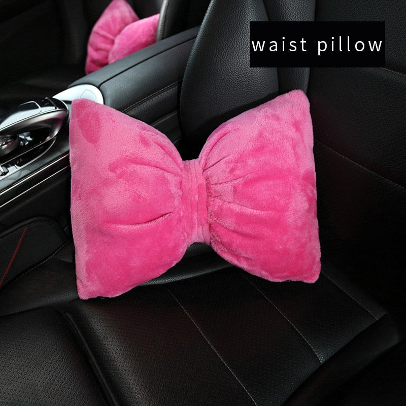 TEEK - Plush Outlined Knot Car Seat Cushions AUTO ACCESSORIES theteekdotcom 1pink waist pillow  