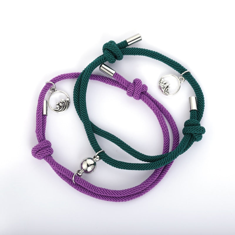 TEEK - Handmade Couple's Magnetic Bracelets JEWELRY theteekdotcom purple dark green adjustable 