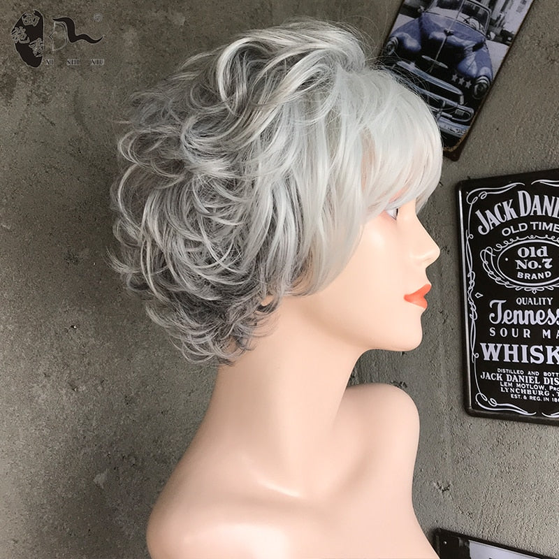 TEEK - Graceful Grey Short Synth Layered Wig HAIR theteekdotcom   