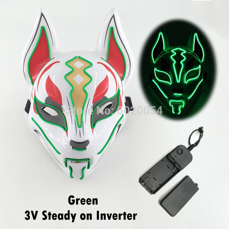 TEEK -  Glowing Anime LED Fox Mask MASK theteekdotcom green 1  