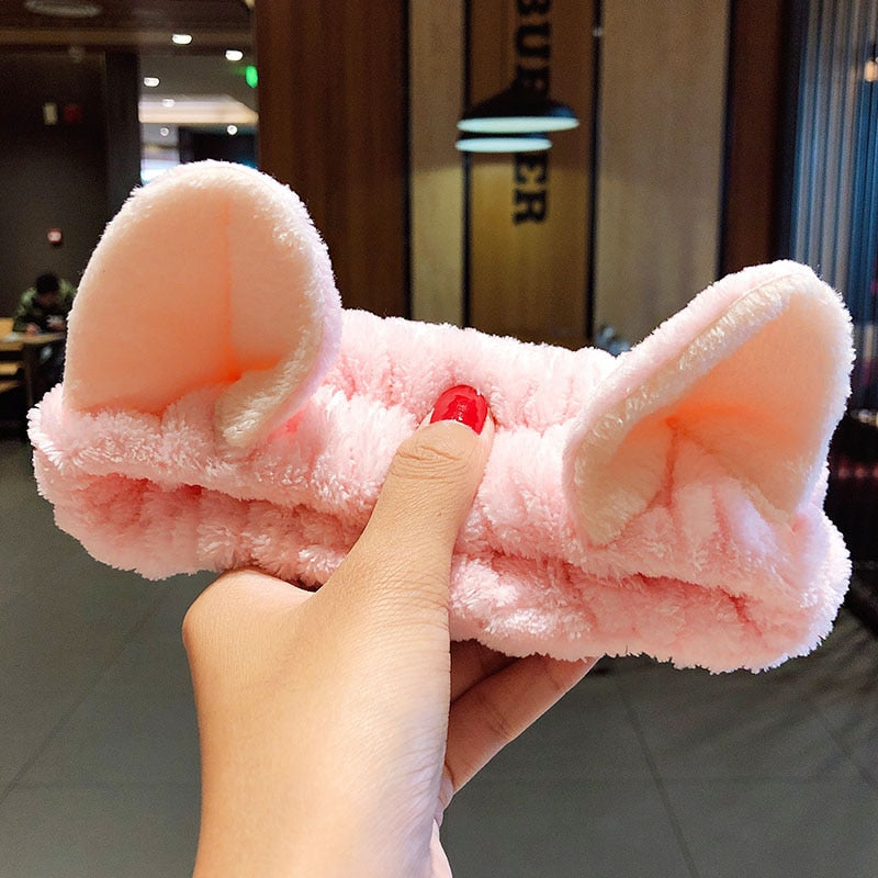 TEEK - Fleece Animal Ears Bow Headband HEADBAND theteekdotcom pink cat ears  
