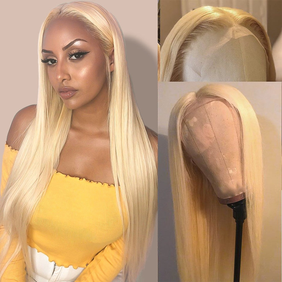 TEEK - Frontal Brazilian Straight or Wavy Lace Blonde Human Hair Wigs HAIR theteekdotcom 613 straight 8inches 150%