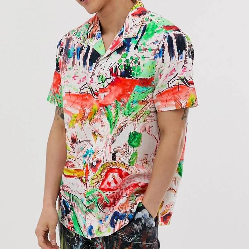 TEEK - Mens Printed Short Sleeve Streetwear Hawaiian Shirts TOPS theteekdotcom   