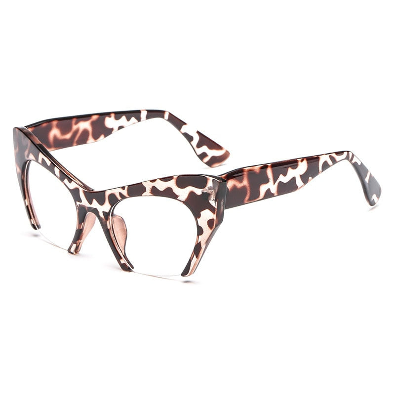 TEEK - Half Frame Cateye Glasses EYEGLASSES theteekdotcom Leopard  