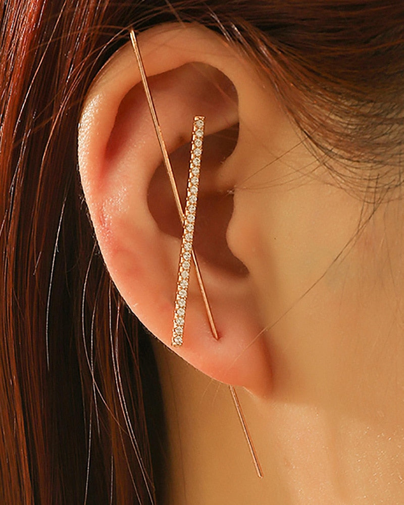 TEEK - Ear Needle Wrap Crawler Earrings JEWELRY theteekdotcom S478 gold  