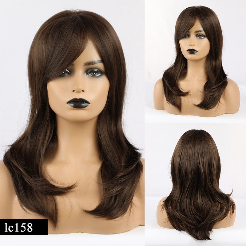 TEEK - Various Medium Straight Natural Style Side Bangs Wigs HAIR theteekdotcom lc158 20inches 