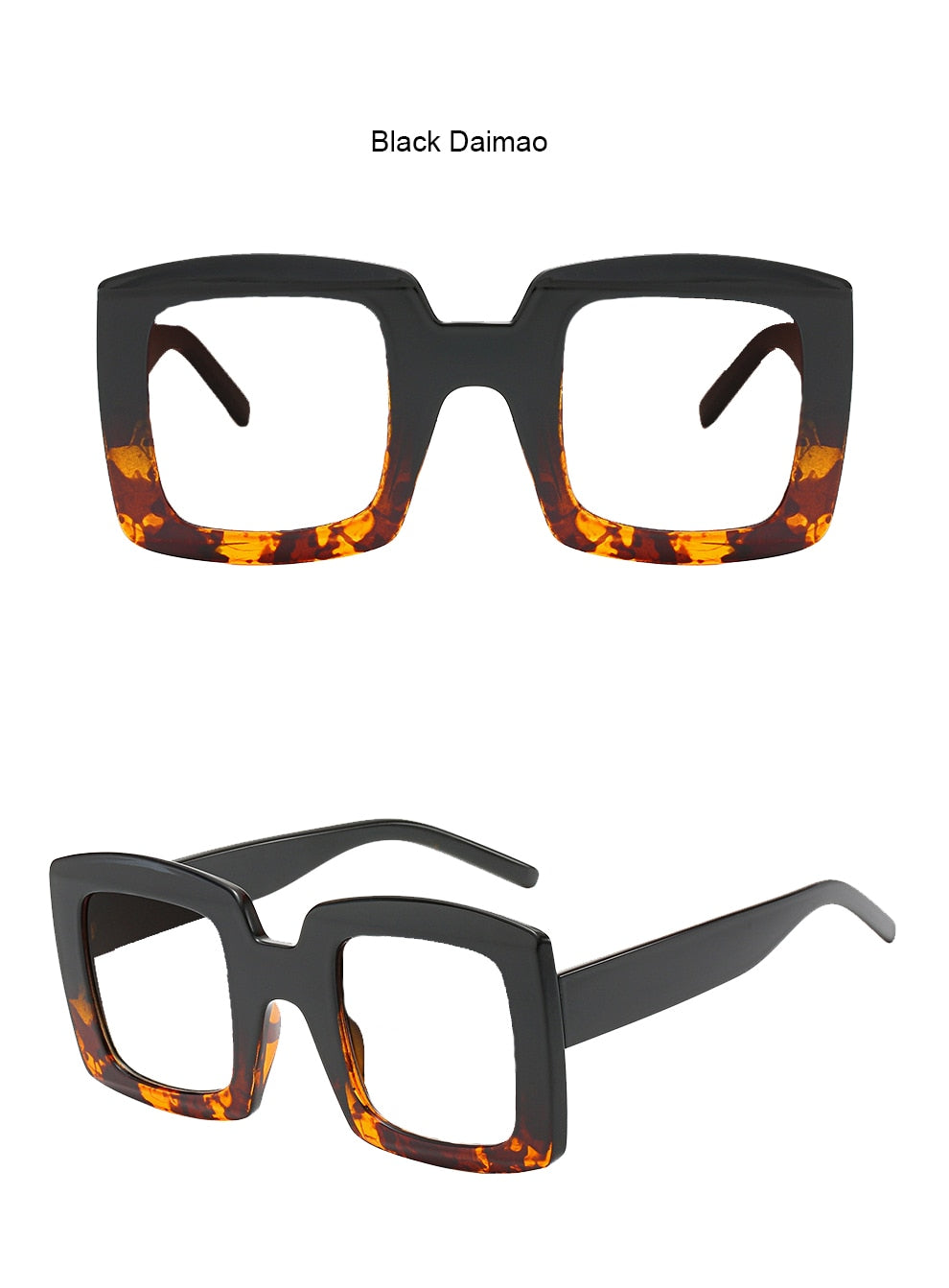 TEEK - Wide Square Reading Glasses | Prescribed or Zero Strength EYEGLASSES theteekdotcom black daimao clear 0 