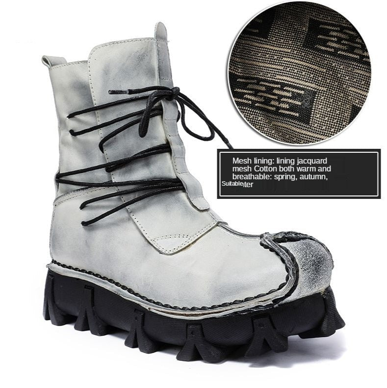 TEEK - Italian Desert Wrapped Laced Motorcycle Boots SHOES theteekdotcom 5519 Gray cotton 7.5 Standard: 25-30 days