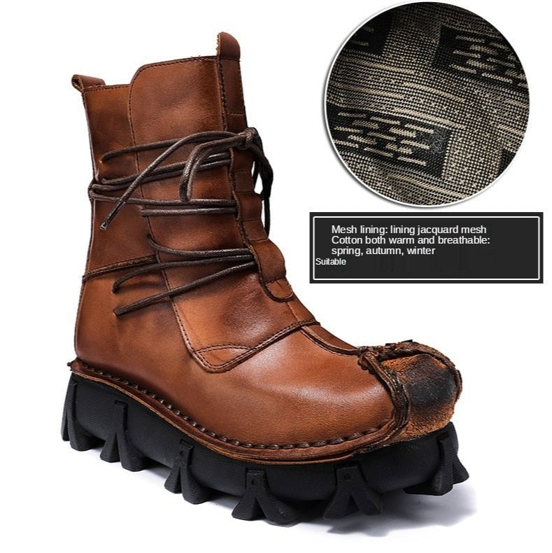 TEEK - Italian Desert Wrapped Laced Motorcycle Boots SHOES theteekdotcom 5519Brown cotton 7.5 Standard: 25-30 days