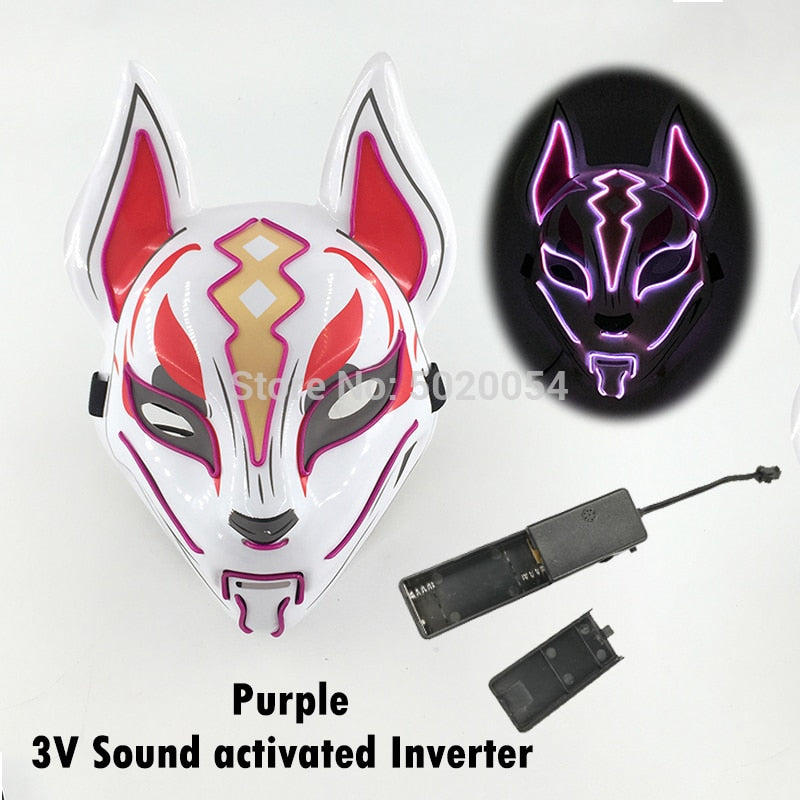 TEEK -  Glowing Anime LED Fox Mask MASK theteekdotcom purple 2  
