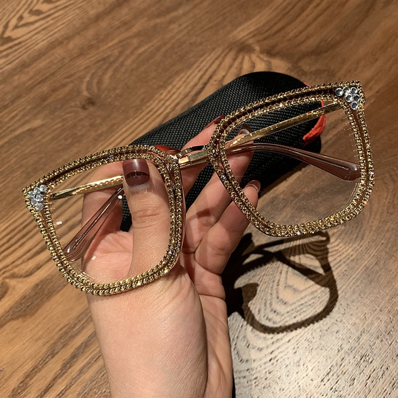 TEEK - Outline Rhinestone Eyeglasses EYEGLASSES theteekdotcom 1820 Gold  