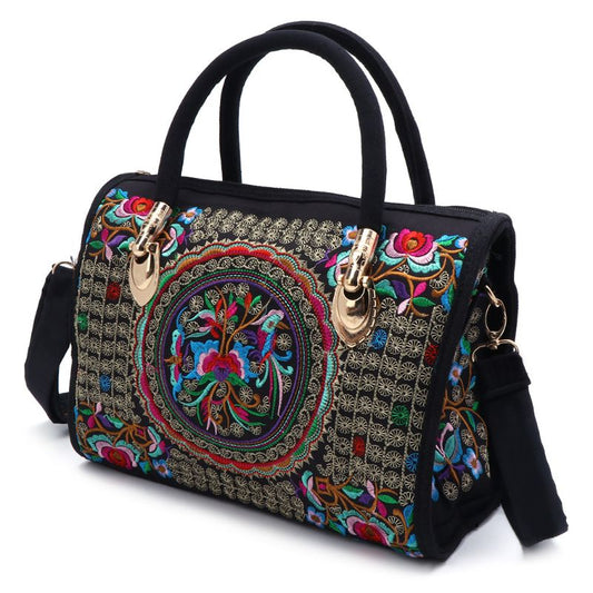 TEEK - Floral Embroidered Ethnic Boho Canvas Bag BAG theteekdotcom   