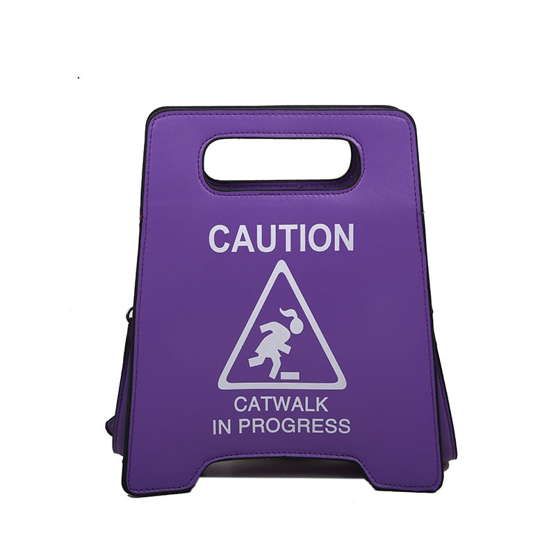 TEEK - Caution Sign Handbag BAG theteekdotcom Purple  