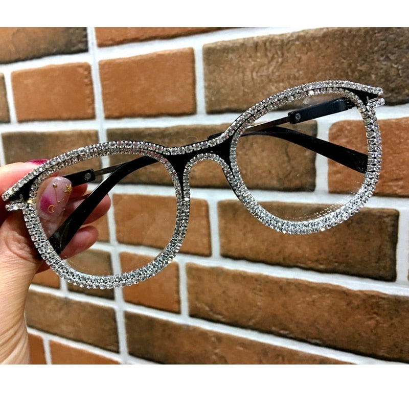 TEEK - Outline Rhinestone Eyeglasses EYEGLASSES theteekdotcom 1811 Black  