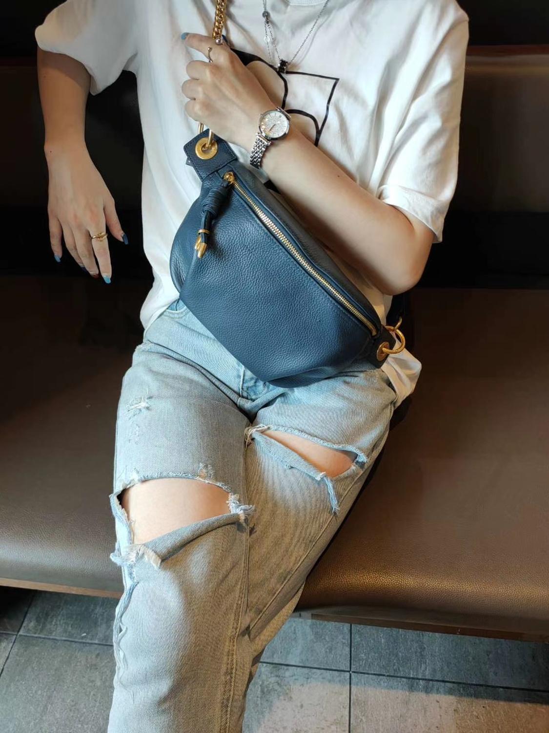 TEEK - Genuine Leather Pillow Waist Bag BAG theteekdotcom Blue  