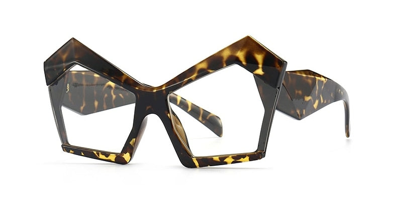 TEEK - Polygon Clear Lens Eyewear EYEGLASSES theteekdotcom Leopard  