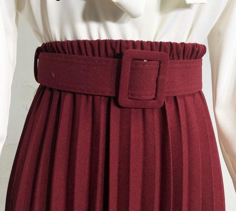 TEEK - Flex Pleated Skirt SKIRT theteekdotcom Burgundy One Size 