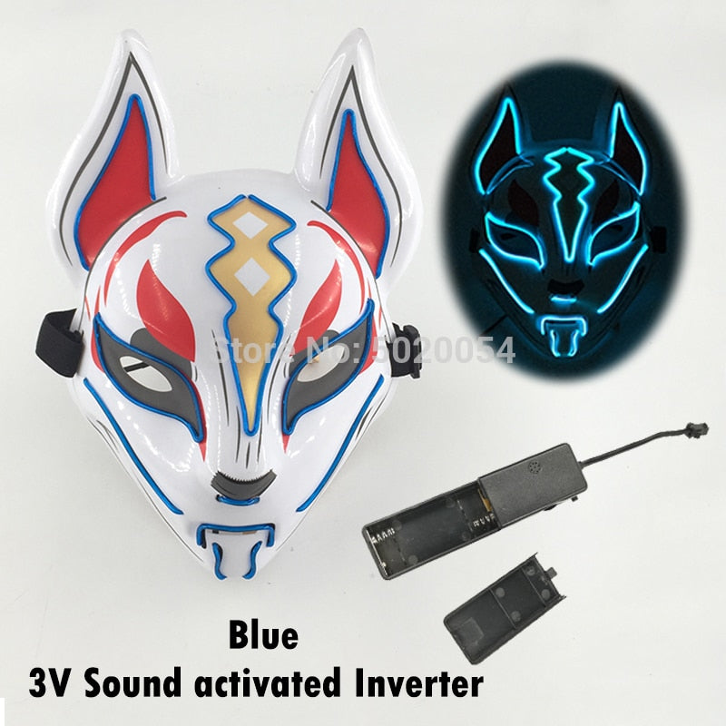 TEEK -  Glowing Anime LED Fox Mask MASK theteekdotcom blue 2  