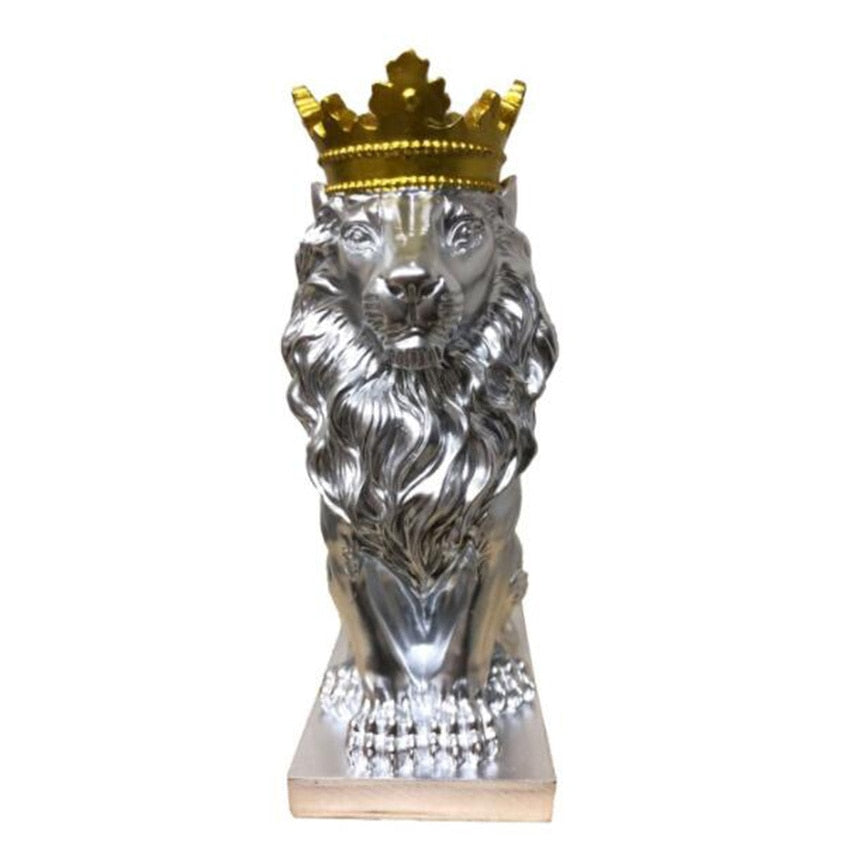 TEEK - Crowned Lion Statue HOME DECOR theteekdotcom Sliver 7.87x3.14x3.94in 