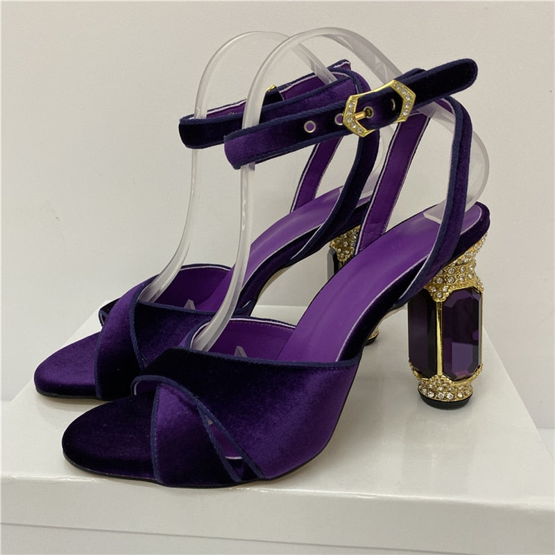 TEEK - Vel Jewel Heel Cross Band Sandals SHOES theteekdotcom Purple 5 