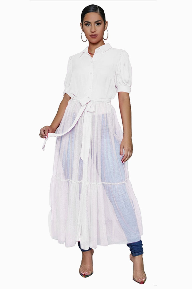 TEEK - Button Gauze Dress Shirt TOPS theteekdotcom Short Sleeve White S 