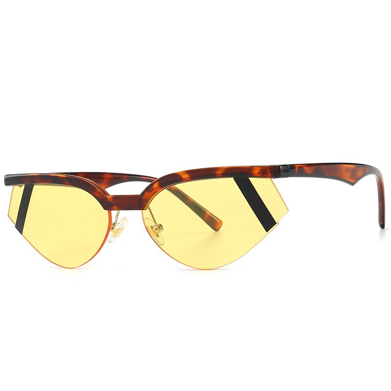 TEEK - Clipped Cat Eye Sunglasses EYEGLASSES theteekdotcom Leopard Yellow  