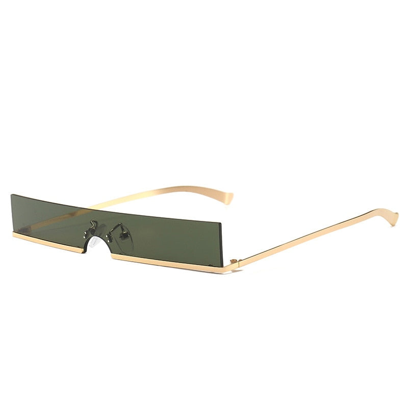 TEEK - Half Frame Rectangle Bottom Frame Glasses EYEGLASSES theteekdotcom C3-Gold Green as shown 