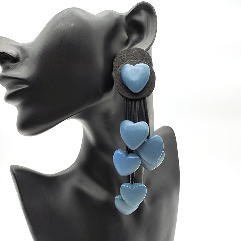 TEEK - Rubber Drop Wood Heart Earrings JEWELRY theteekdotcom Style 15 blue  