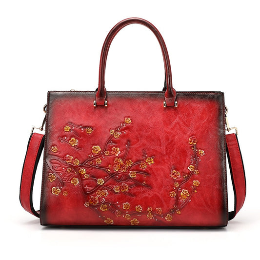 TEEK - Vintage Floral Embossed Top-Handle Bag BAG theteekdotcom Red  