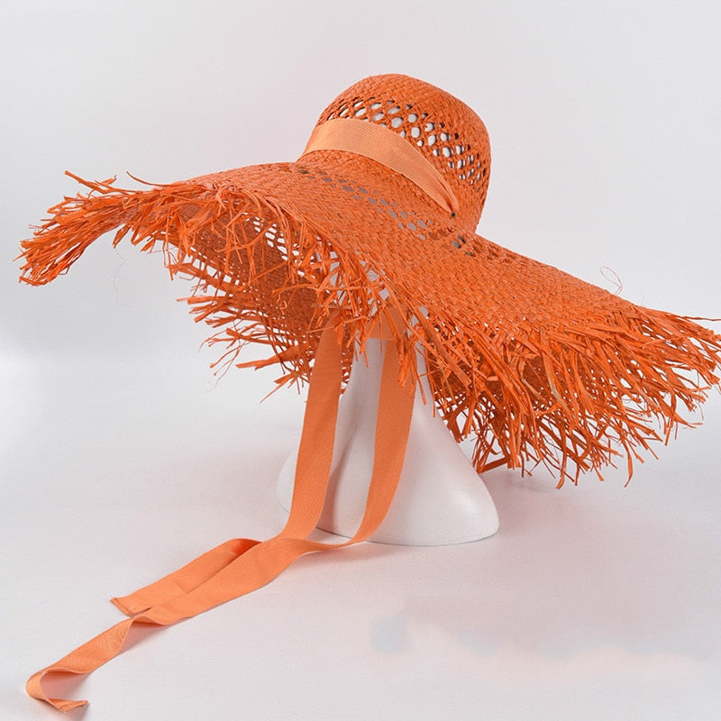 TEEK - Big Brim Tie Beach Hat | Various Colors HAT theteekdotcom orange  