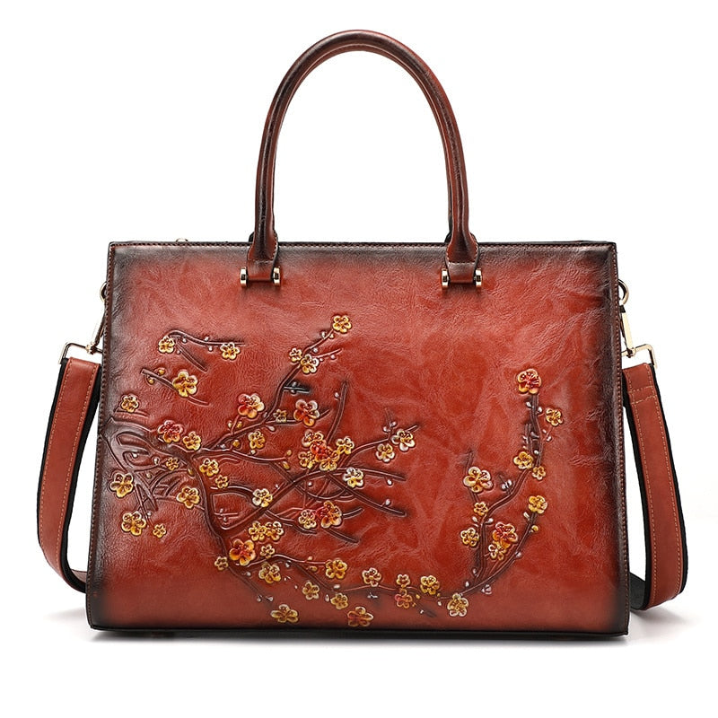 TEEK - Vintage Floral Embossed Top-Handle Bag BAG theteekdotcom Brown  