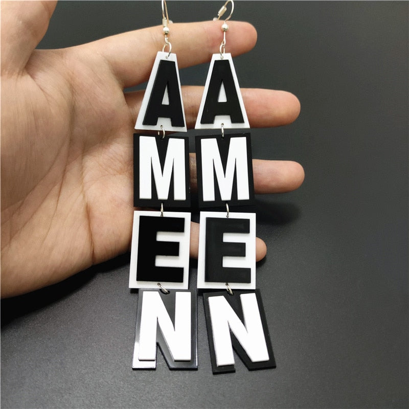 TEEK - Long Dangle AMEN Earrings JEWELRY theteekdotcom Default Title  