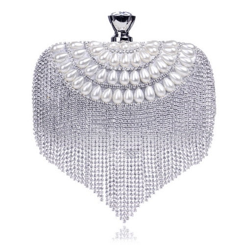 TEEK - Variety of Tassel Bejeweled Evening Bags BAG theteekdotcom YM1037silver  