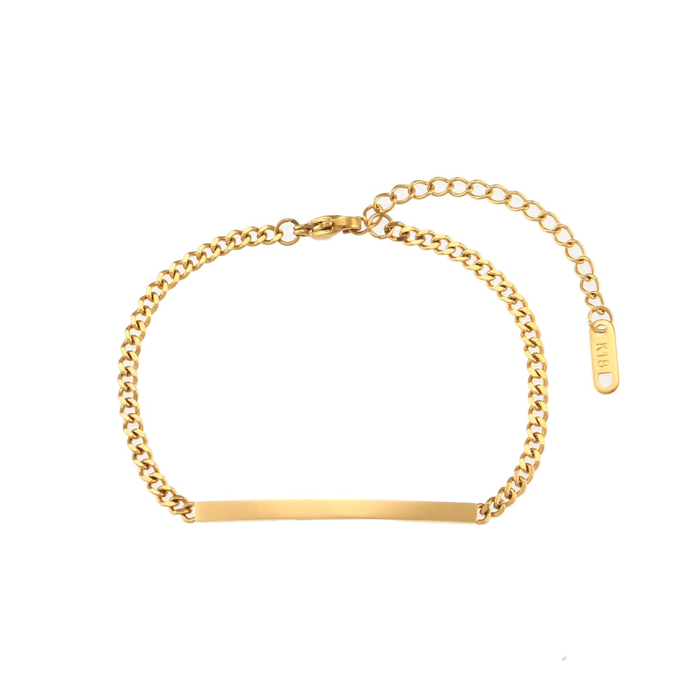 TEEK - Fine Polished Plate Chain Bracelet JEWELRY theteekdotcom 3mm cuban chain  