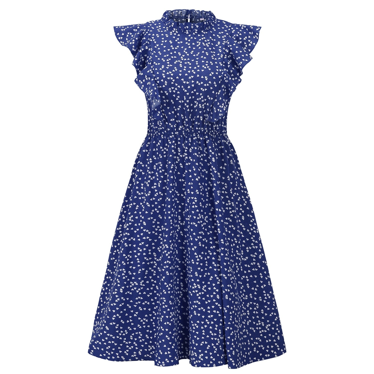TEEK - Sleeveless Side Ruffle Summer Dress DRESS theteekdotcom Blue S 