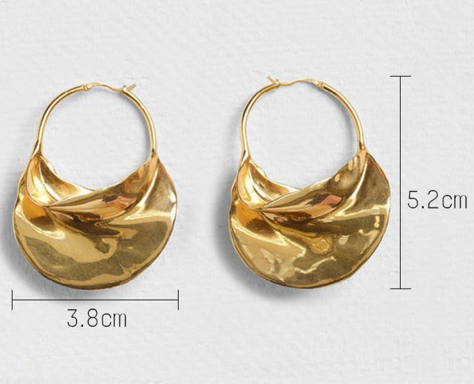TEEK - Irregular Metal Basket Large Hoop Earrings EARRINGS theteekdotcom   