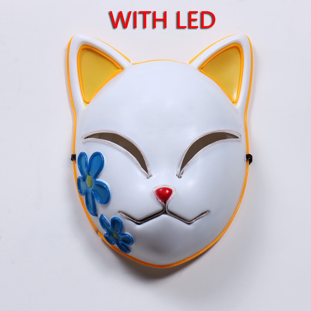 TEEK - LED Demon Slayer Tanjirou Cat Mask MASK theteekdotcom Makomo with led  