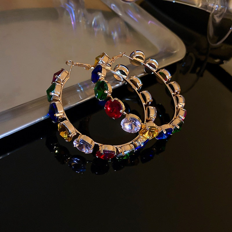 TEEK - Colorful Big Jewel Hoop Earrings JEWELRY theteekdotcom   
